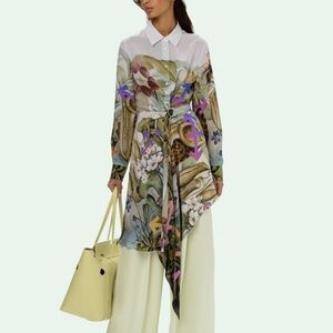 Off-White botanical-print shirt dress size 40 IT. NWT